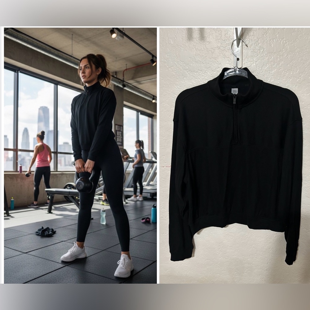🎮VSX activewear Black Cowl Neck Sweater size L GUC